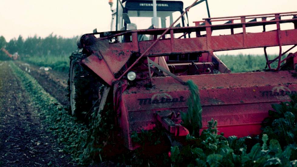 1977: 6-rijige Matrot bietenrooier met ontbladeraar van loonbedrijf Onno Bakker.