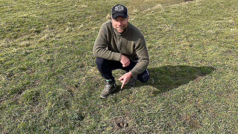 Wietse Jan Dijkstra bij het nest in Friesland.