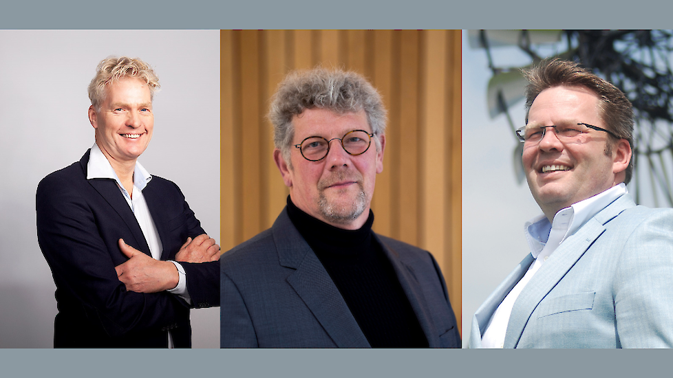 De drie voorgedragen melkveehouders, vlnr: Gerben de Boer, Cees Pieter van Burgsteden en Frank Jorna.