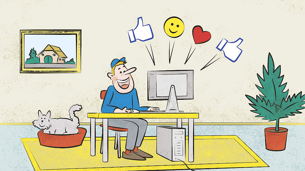 Naast het maken van eigen berichten, is het volgens Wija Koers ook goed om positief te reageren of berichten te delen van collega-boeren.
